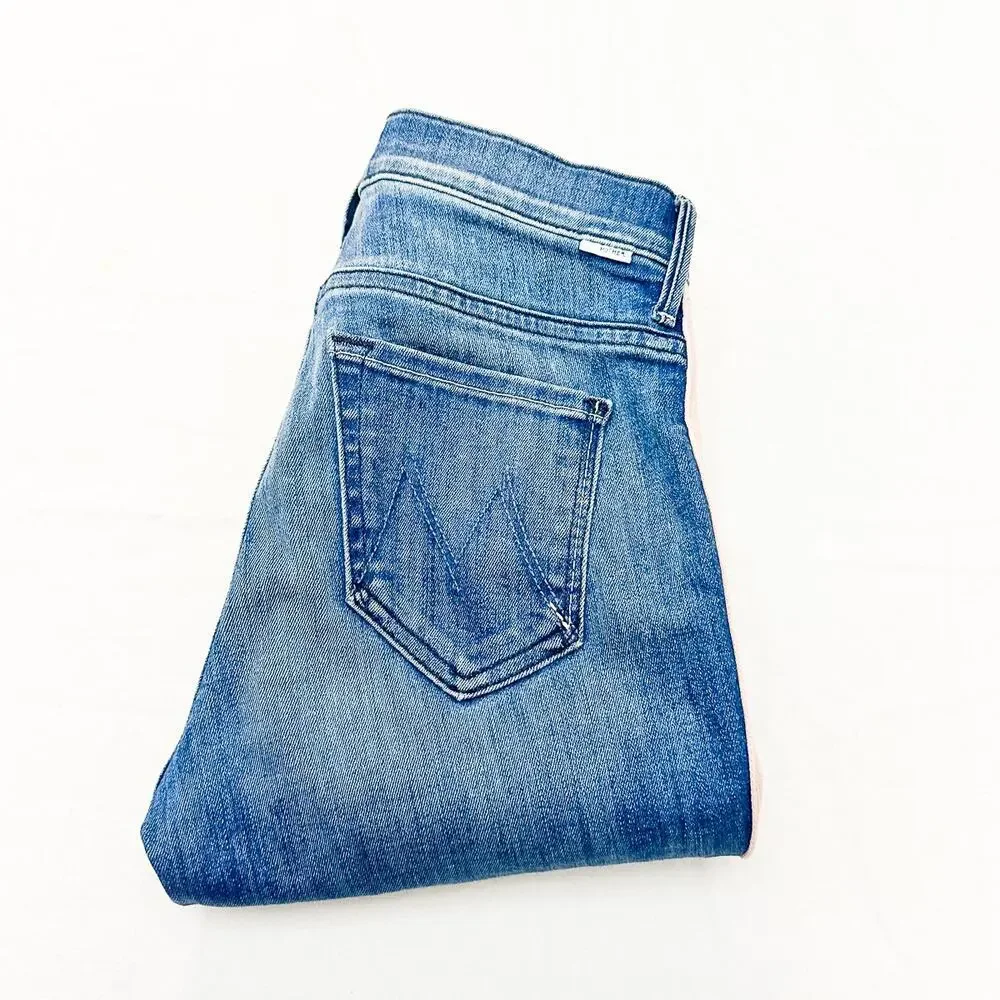 Mother Insider Crop Step Fray Good Girls Race Denim Jean Zip Fly Raw Hem Size 24